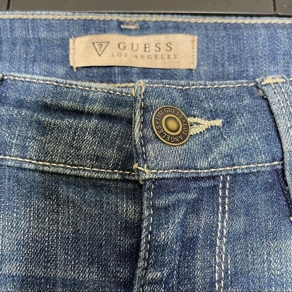 Guess cropped kick flare raw hem jeans blue 26 - Picture 2 of 7